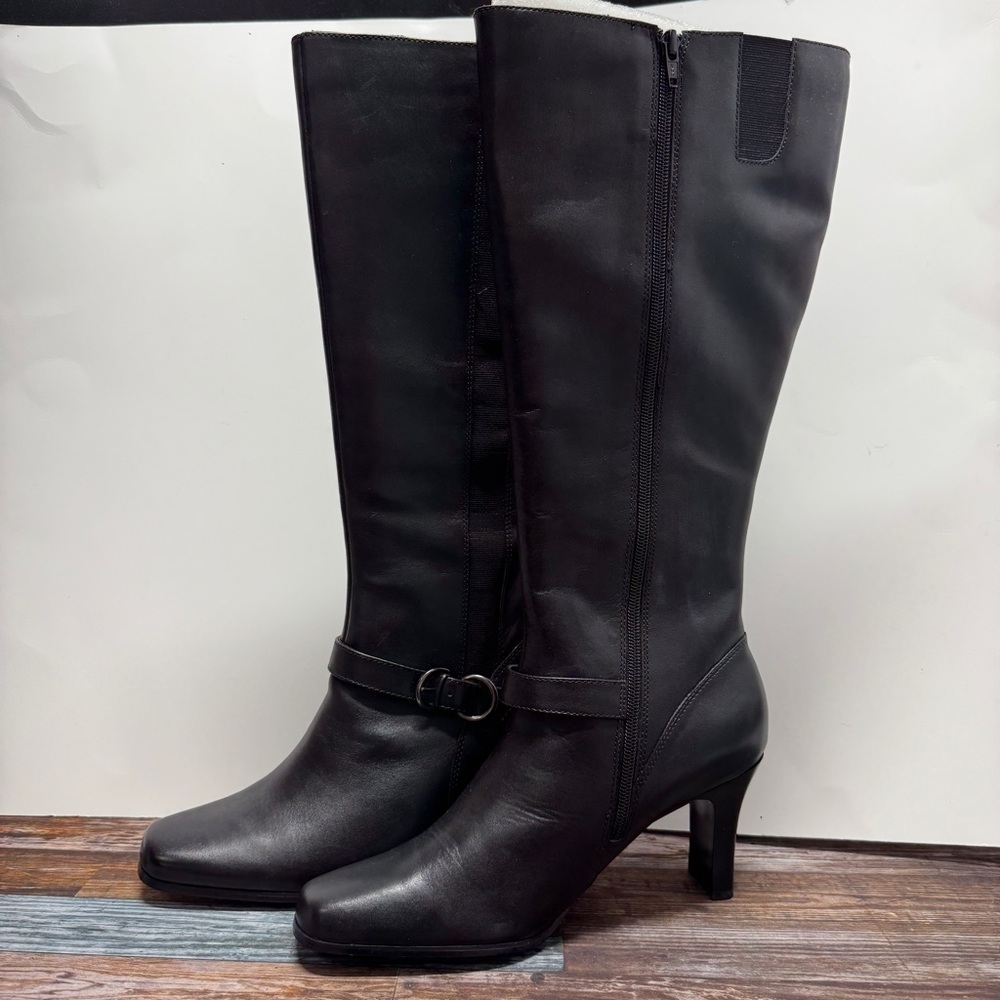 East 5th Clarice Black Knee-High Leather Boots - Women's